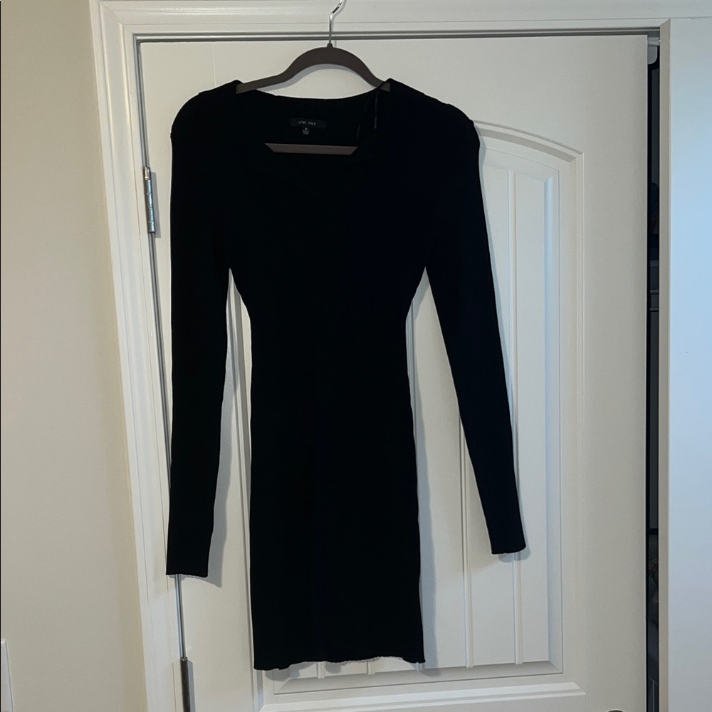 Ribbed Black Long Sleeve Dress